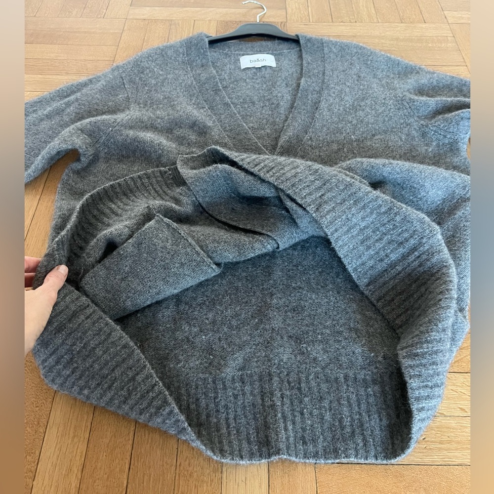BASH Heather Grey Wool Oversized Cardigan - Picture 13 of 15